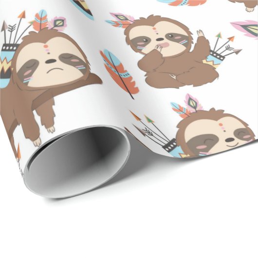 Sloth Pattern Wrapping Paper Geschenkpapier (Rolleneckpunkt)