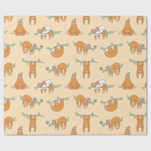 Sloth Pattern Wrapping Paper Geschenkpapier (Flach)