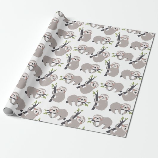Sloth Pattern Wrapping Paper Geschenkpapier (Ungerollt)
