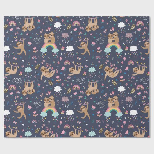 Sloth Pattern Wrapping Paper Geschenkpapier (Flach)
