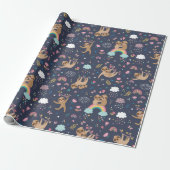 Sloth Pattern Wrapping Paper Geschenkpapier (Ungerollt)