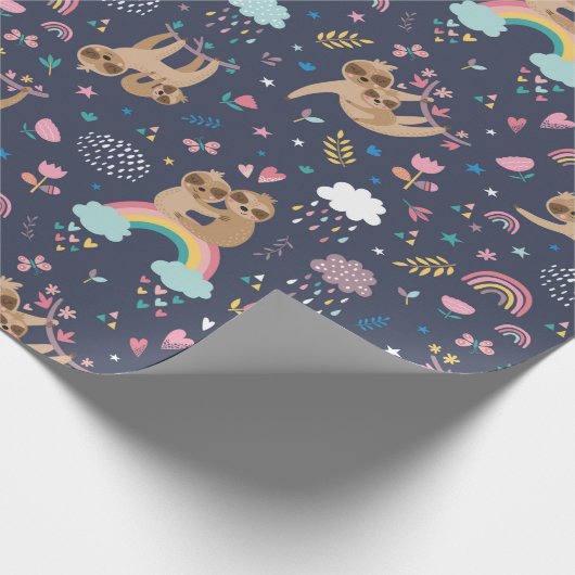 Sloth Pattern Wrapping Paper Geschenkpapier (Ecke)