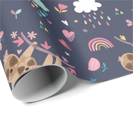 Sloth Pattern Wrapping Paper Geschenkpapier (Rolleneckpunkt)