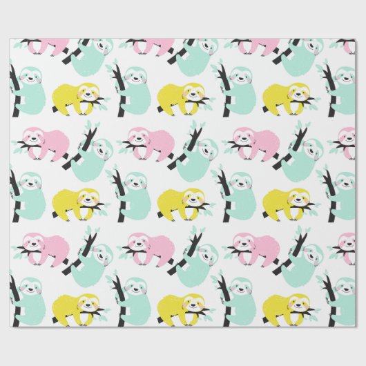 Sloth Pattern Wrapping Paper Geschenkpapier (Flach)