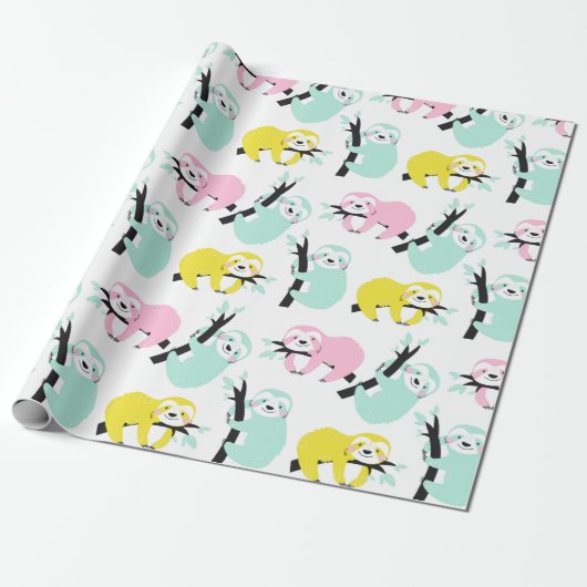 Sloth Pattern Wrapping Paper Geschenkpapier (Ungerollt)
