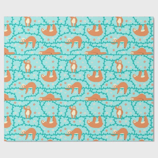 Sloth Pattern Wrapping Paper Geschenkpapier (Flach)