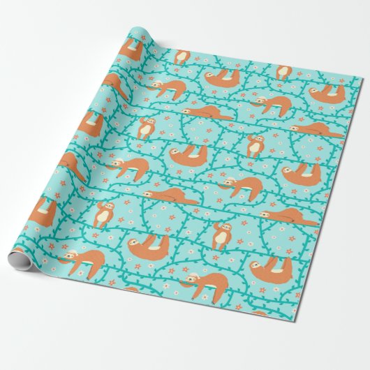 Sloth Pattern Wrapping Paper Geschenkpapier (Ungerollt)