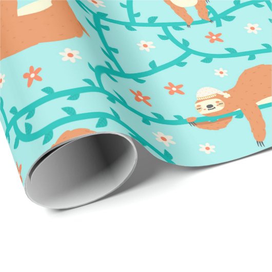 Sloth Pattern Wrapping Paper Geschenkpapier (Rolleneckpunkt)