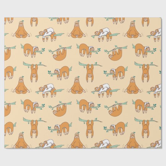Sloth Pattern Wrapping Paper Geschenkpapier (Flach)
