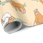 Sloth Pattern Wrapping Paper Geschenkpapier (Rolleneckpunkt)