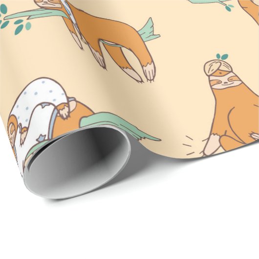 Sloth Pattern Wrapping Paper Geschenkpapier (Rolleneckpunkt)