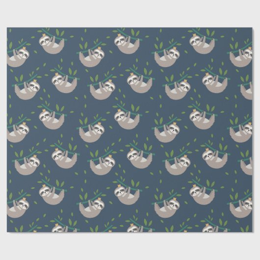 Sloth Pattern Wrapping Paper Geschenkpapier (Flach)