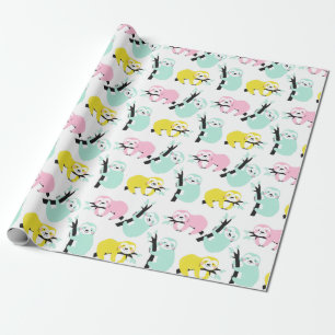 Sloth Pattern Wrapping Paper Geschenkpapier