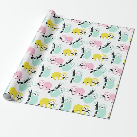 Sloth Pattern Wrapping Paper Geschenkpapier (Ungerollt)