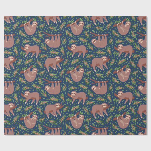 Sloth Pattern Wrapping Paper Geschenkpapier (Flach)