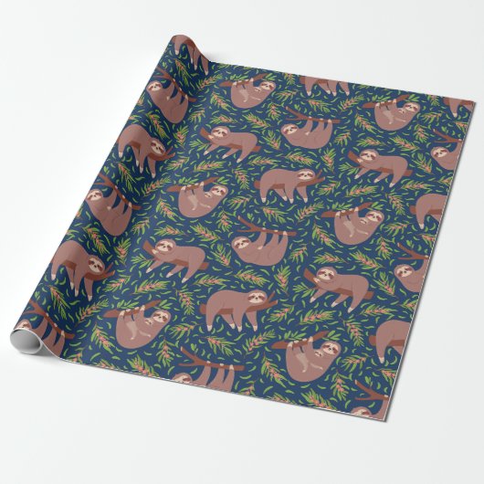 Sloth Pattern Wrapping Paper Geschenkpapier (Ungerollt)
