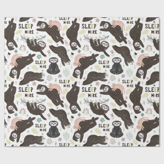 Sloth Pattern Wrapping Paper Geschenkpapier (Flach)