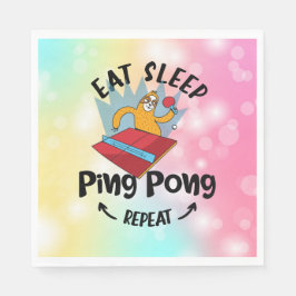 Sloth Ping Pong Eat Sleep Ping Pong Wiederholung l Serviette