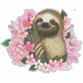 Sloth Pink-Blume Aufkleber (Vorderseite)