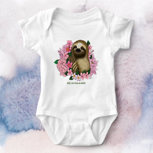 Sloth Pink-Blume Baby Strampler