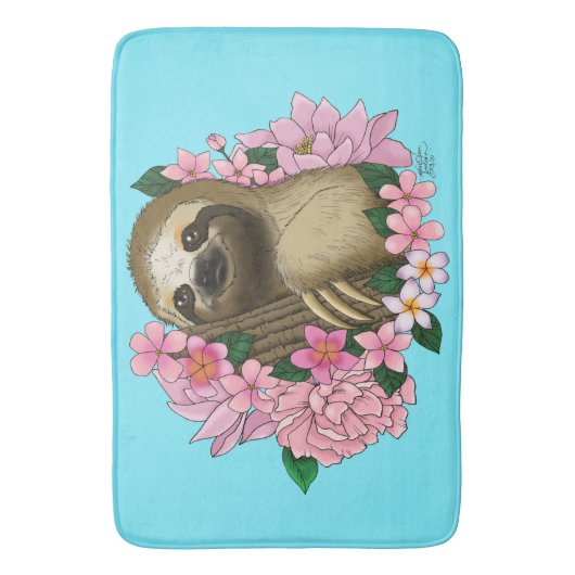 Sloth Pink-Blume Badematte (Vorderseite Vertikal)
