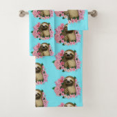 Sloth Pink-Blume Badhandtuch Set (Insitu)
