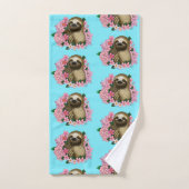 Sloth Pink-Blume Badhandtuch Set (Handtuch)