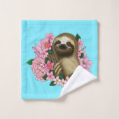 Sloth Pink-Blume Badhandtuch Set (Waschlappen)