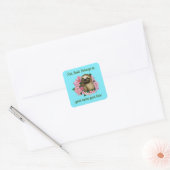Sloth Pink Blume Buchzeichen Quadratischer Aufkleber (Umschlag)