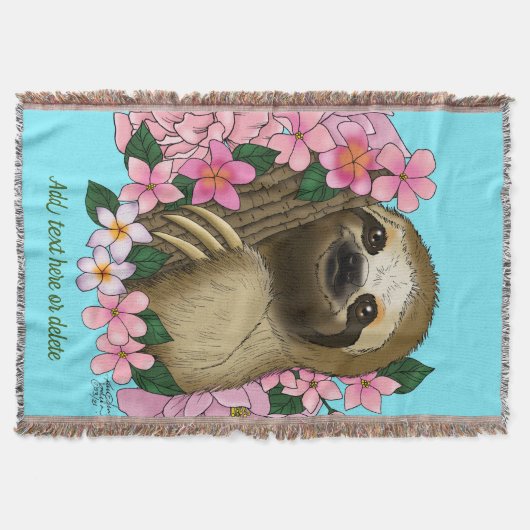 Sloth Pink-Blume Decke (Vorderseite)