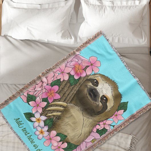 Sloth Pink-Blume Decke
