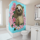 Sloth Pink-Blume Duschvorhang (Beispiel)