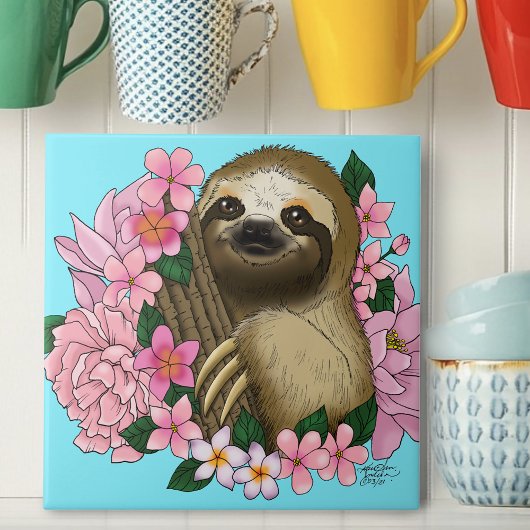 Sloth Pink-Blume Fliese