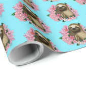 Sloth Pink-Blume Geschenkpapier (Rolleneckpunkt)