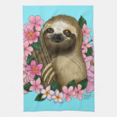 Sloth Pink-Blume Geschirrtuch (Vertikal)
