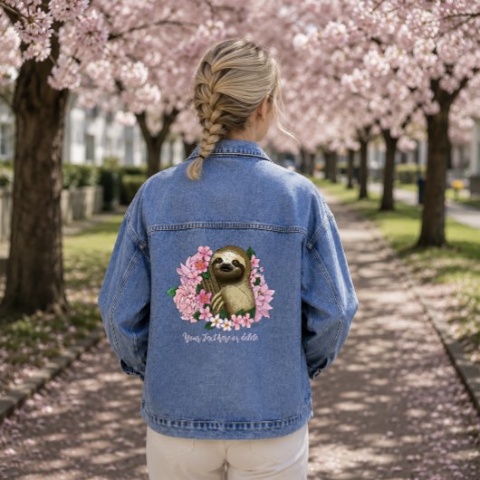 Sloth Pink-Blume Jeansjacke