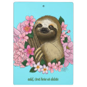 Sloth Pink-Blume Klemmbrett (Rückseite)