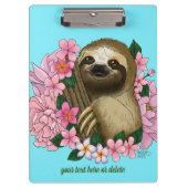 Sloth Pink-Blume Klemmbrett (Vorderseite)