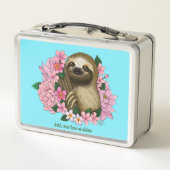 Sloth Pink-Blume Metall Brotdose (Rückseite)