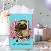 Sloth Pink-Blume Mittlere Geschenktüte