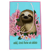 Sloth Pink-Blume Mittlere Geschenktüte (Vorderseite)