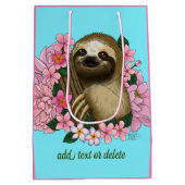 Sloth Pink-Blume Mittlere Geschenktüte (Rückseite)