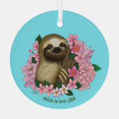 Sloth Pink-Blume Ornament Aus Glas (Rückseite)
