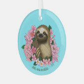 Sloth Pink-Blume Ornament Aus Glas (Vorderseite links)