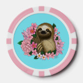 Sloth Pink-Blume Pokerchips (Vorderseite)