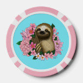 Sloth Pink-Blume Pokerchips (Rückseite)
