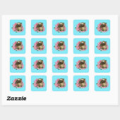 Sloth Pink-Blume Quadratischer Aufkleber (Blatt)