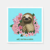 Sloth Pink-Blume Serviette (Vorderseite)