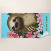Sloth Pink-Blume Strandtuch (Vorderseite)