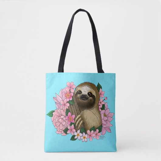 Sloth Pink-Blume Tasche (Vorderseite)